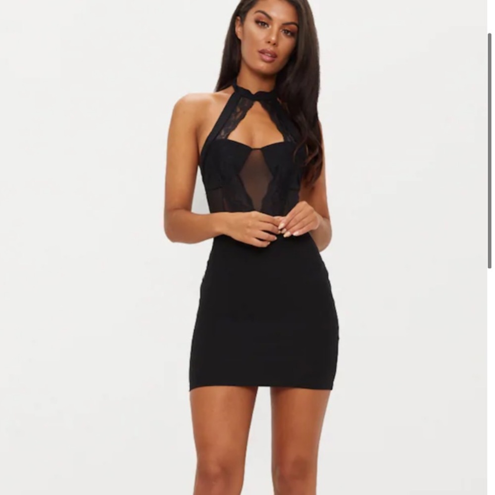 Pretty Little Thing Black High Neck Dress